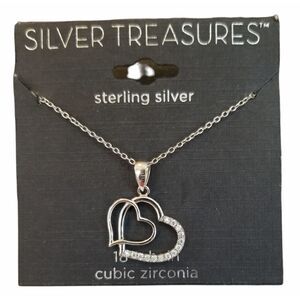 Silver Treasures Sterling Silver Heart Necklace